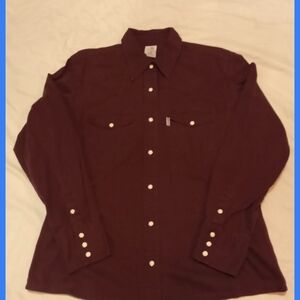 Carhartt Women’s Western Pearl Snap Shirt Size XL Burgundy Long Sleeve Cotton